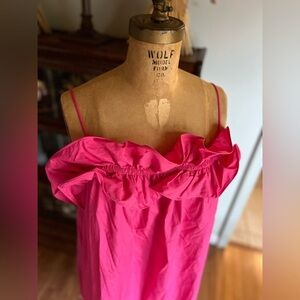 H&M loose fitting spaghetti strap pink ruffle dress size medium